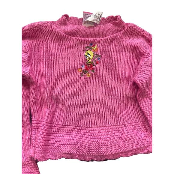 WB Looney tunes pink tweety bird sweatshirt size 7/8 - Picture 6 of 9